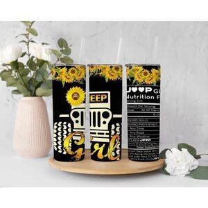 Jeep girl, Sunflower print - 20oz Skinny Tumbler